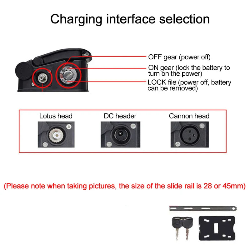 Aluminum Alloy Battery Box for Electric Bike 36V/48V Large Capacity Case E-bike Output Port Top Bottom Cover