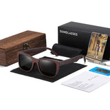 GM Natural Bamboo Wooden Sunglasses Handmade Polarized Glasses Mirror Coating Lenses Eyewear With Gift Box