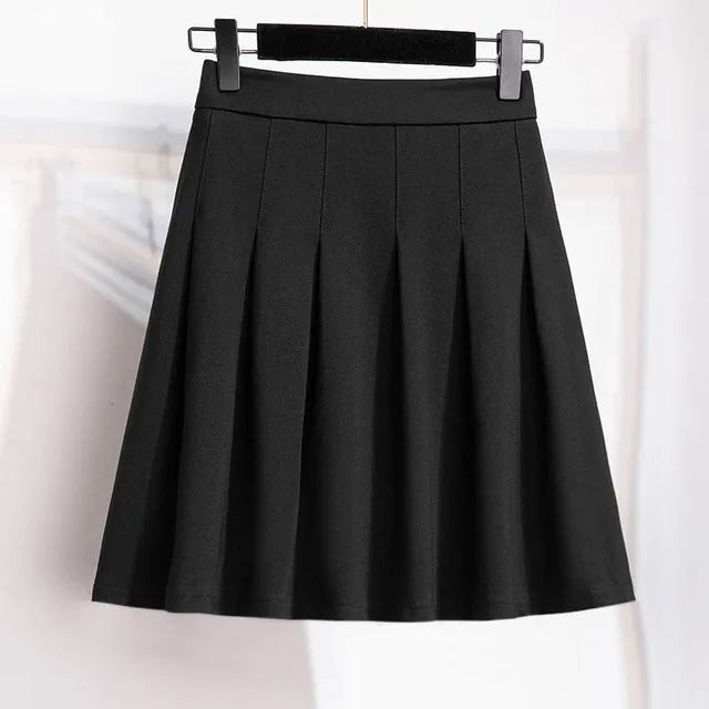 150Kg Plus Size Women's Autumn Loose Pleated A-Line Skirt 4XL 5XL 6XL 7XL 8XL 9XL Fleece Solid Elastic Waist Skirt Black