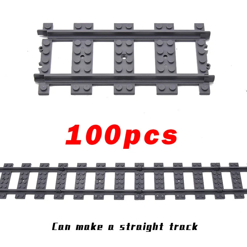 MOC Railway Track For Train Tracks Straight Curved Soft Rails Track Building Block Bricks DIY Trains Rail Boys Toys For Children