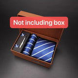 modern ties for men 2024 red Set Gift Box Jacquard Necktie And Pocket Square Clip Cufflinks Red Black Blue Handkerchief Formal