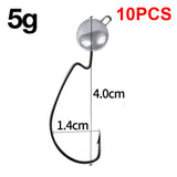 10Pcs Fishing Crank Hook 3.5g 5g 7g 10g Exposed Jig Head Fishing Tackle Barbed Fishhook Bass Saltwater Fishing Tackle 2021