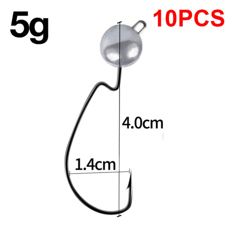 10Pcs Fishing Crank Hook 3.5g 5g 7g 10g Exposed Jig Head Fishing Tackle Barbed Fishhook Bass Saltwater Fishing Tackle 2021