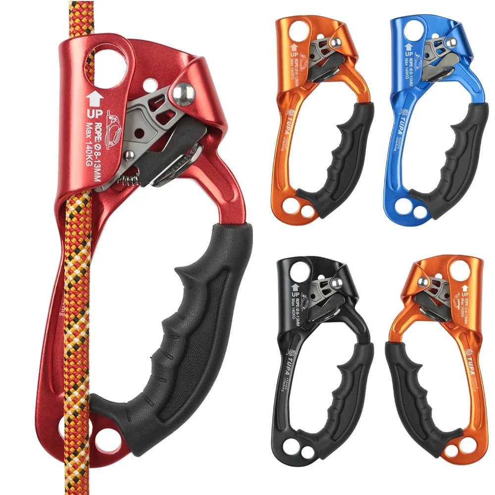 SRT Rock Climbing Hand Ascender Alloy Rigging Rope Ergonomic Handled Riser Rappelling Gear Equipment Left Arborist Tree Climber