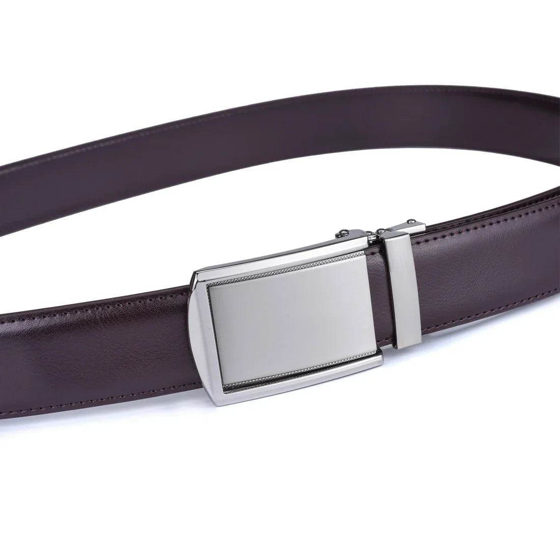 Men's Leather Ratchet Belt with Automatic Buckle 3.5CM Wide Adjustable Dress