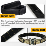 IDOGEAR Tactical 2 Inch Combat Belt  Quick Release Buckle MOLLE  Hunting Outdoor Sports Mens Belt Durable Two-in-One 3414