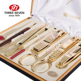 THREE SEVEN/777 Luxury Nail Clippers Trimmers Kit 14K Gold-plated Earpick/Nail file/Eyebrow clip 9 in 1 Nail Art & Tools Kits