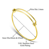 20pcs/lot 316 Stainless Steel DIY Charm Bangle 50-65mm Jewelry Finding Expandable Adjustable Wire Bracelet Wholesale