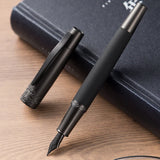 LT Hongdian 6013 Black Metal Fountain Pen Titanium Black Men's Business EF/F/ Curved Nib Rotating Pen Cap Office Gift Ink Pen