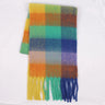 Luxury Brand Women Plaid Scarf Winter Warm Pashmina Shawls Cashmere Thick Wrap Lady Tassel Scarves Rainbow Hairy Bufanda