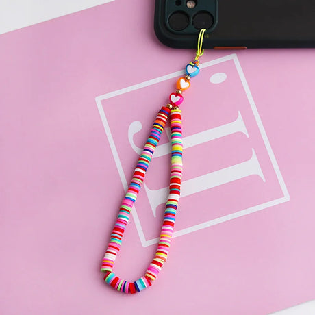 New Mobile Phone Chains Strap Lanyard Colorful Pearl Soft Pottery Rope Cell Phone Case Hanging Cord for Women Wholesale