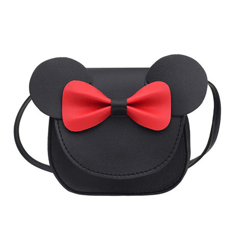 Baby Girl Cartoon Crossbody Bag, Cute Mouse Ear Bowknot Magnetic Snap Shoulder Bag