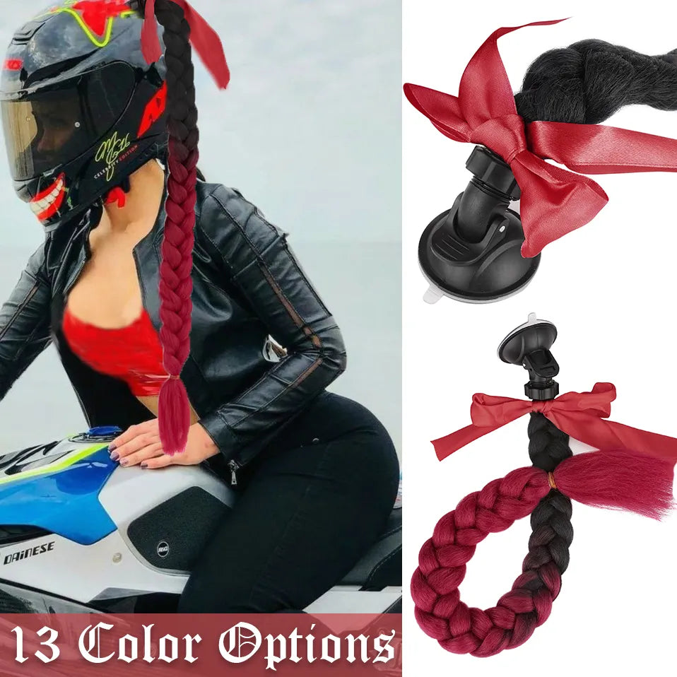 S-noilite Synthetic New Arrival Helmet Hair Ponytail Braid Motorbike Motorcycle Woman Jumbo Braid Hair Extension