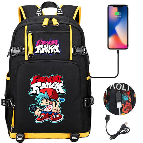 Friday Night Funkin Backpacks For School Multifunction USB Charging Bag Boy Girl Teenager School Bags Travel Laptop Mochila