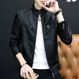 Men Leather Suit Jacket Men Slim Fit Short Coat Men Fashion Leather jacket Streetwear Casual Blazer Jackets Male Outerwear