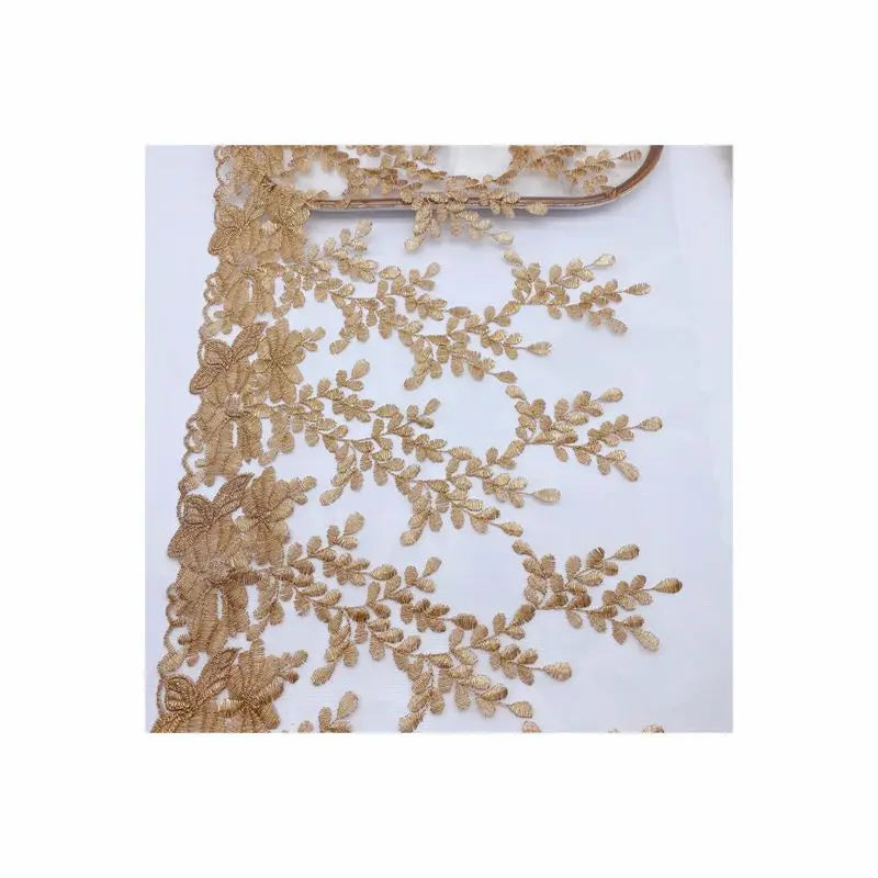 2Yard Embroidery lace Golden mesh Women's skirts clothing accessories lacefor Fabric Apparel Sewing On Home Textiles