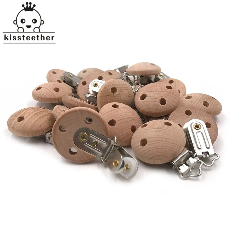 20pcs Wooden Pacifier Clip Nursing Accessories Beech  s Chewable Teething Diy Dummy  Chains Baby Teether