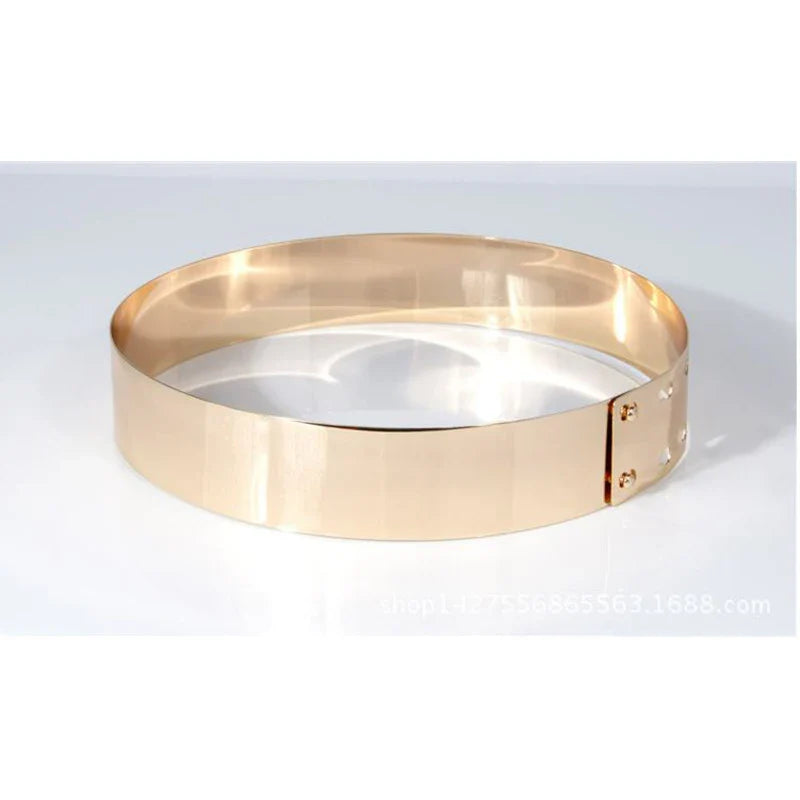 Wide Shinny Metal Wedding Belt Gold & Silver Ring Like cummerbund for women Cinturones Lady apparel Accessory S bg-026