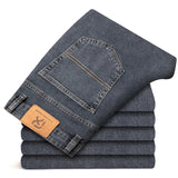 Plus Size 40 42 44 Autumn Loose Thick Blue Jeans Men Business Casual Cotton Advanced Stretch Denim Pants Male Brand Clothing