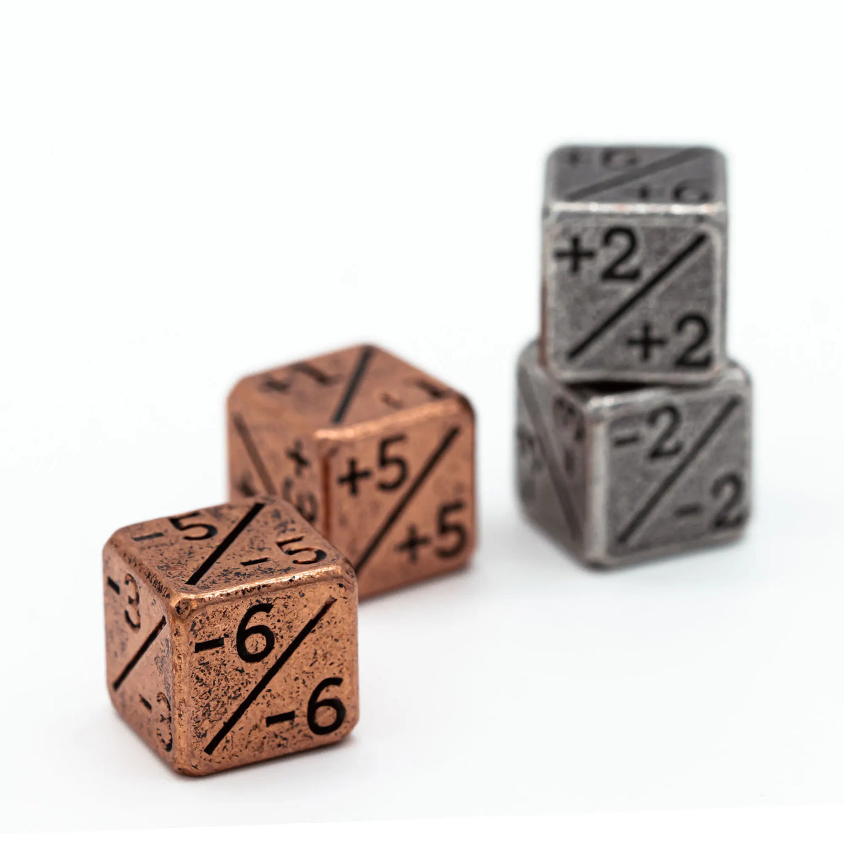 2 Pcs Metal D6 Dice Counters 15MM include 1Pc +Positive +1/+1 and 1Pc -Negative -1/-1 D6 Dice For Magic The Gathering, CCG