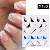 3D Silver Frame Nail Sticker Silver Bronzing Stripe Lines Sliders For Nails Tribal Pattern Decals Marble Blooming Nail Tattoos