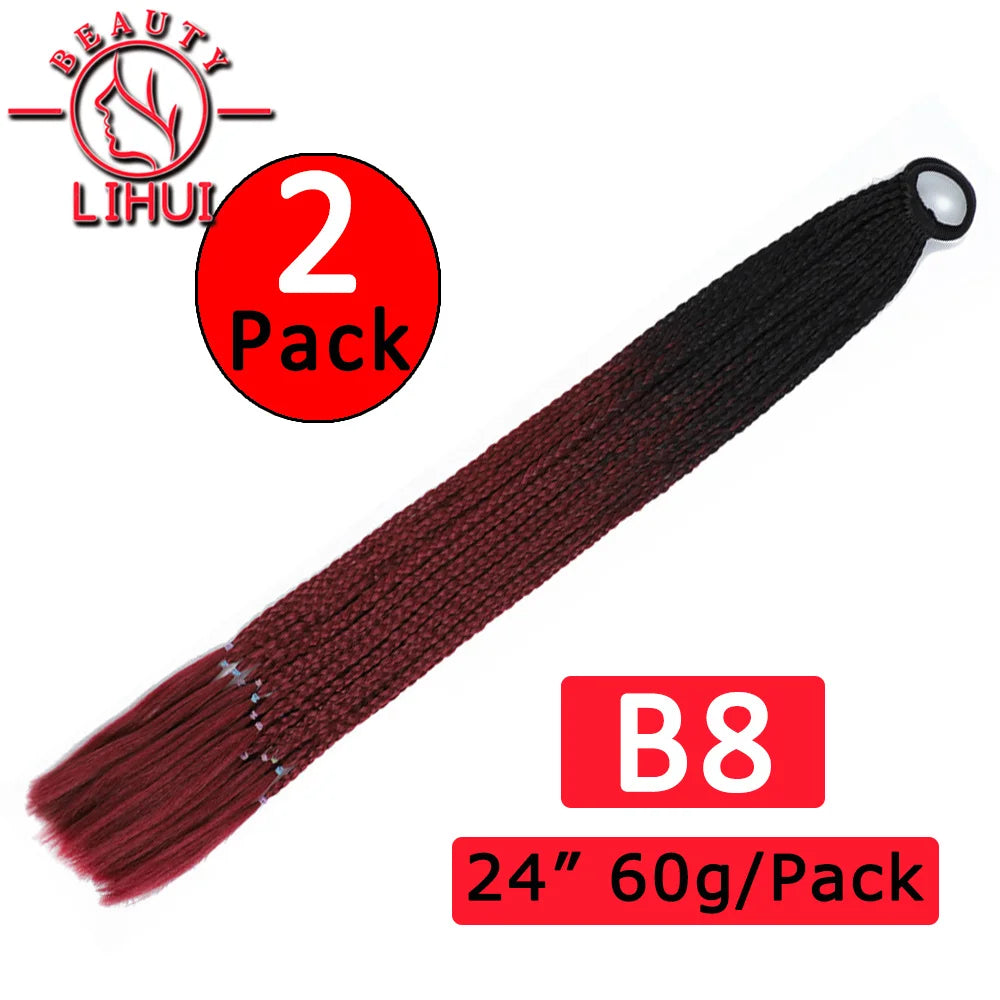 24Inch Synthetic Pontail Tail Hair Ombre Braiding Hair Jumbo Braid Same Color Crochet Hook Braids Hair Extension 2Packs