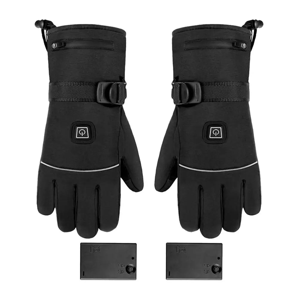 2x Winter Motorcycle Gloves Men Electric Heated Gloves TouchScreen Thermal Guantes Battery Powered for MTB Riding Heating Gloves