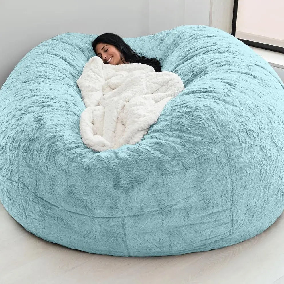 Dropshipping 7FT 183cm Fur Giant Removable Washable Bean Bag Bed Cover Comfortable Living Room Furniture Lazy Sofa Coat Recline