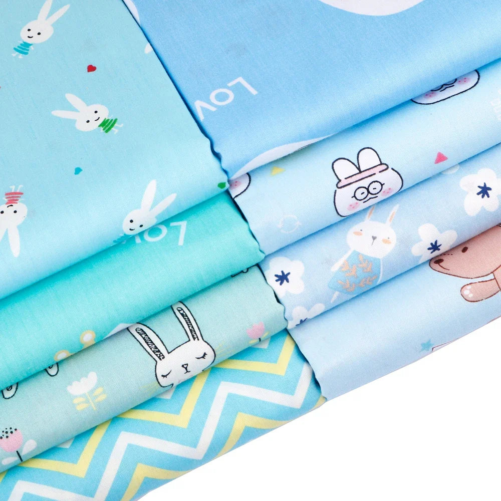 Blue Cartoon Printed Fabric Cotton Twill Cloth for DIY Baby Children Quilt Handicraft Apparel Sewing Textile Material By Meter