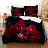 Red Rose Bedding Set Quilt Duvet Cover Comforter Pillow Case 3D HD Double Full King Queen Twin Single 3PCS 2PCS Bedroom Flower