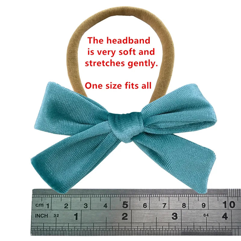 4pcs/Lot Baby Girl Headband Velvet Newborn Bow Head Band Infant Thin Nylon Headbands Soft Hairband Toddler Spring Summer Hair