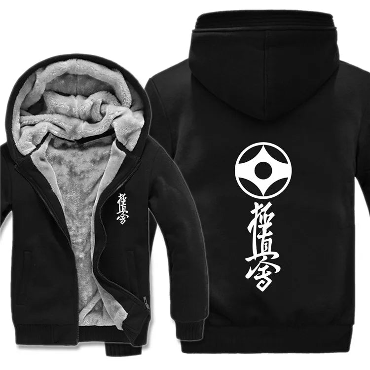 Winter Fashion Kyokushin Karate Hoodies Kyokushin Printed Casual Sweatshirt Thicken Fleece Zipper Jacket Pullover Mans Clothing