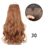 Hair Extensions No Clips Synthetic Fake Hair Ombre Pink Blonde Brown Black Natural Wavy Curly False Hair Piece For Woman