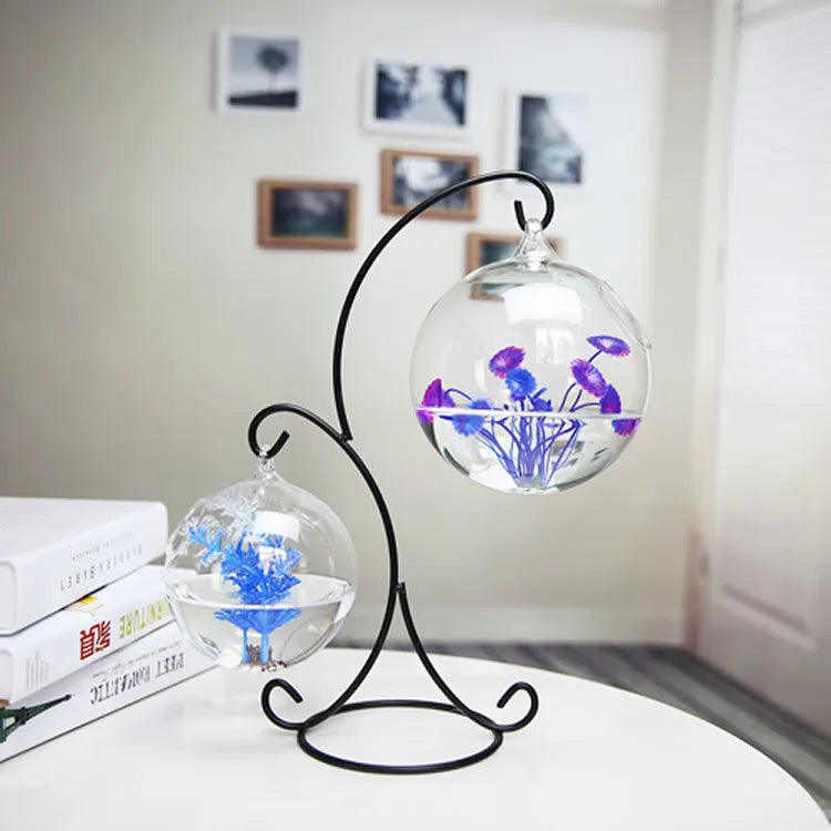 Double-deck Suspended Transparent Hanging Glass Fish Tank Infusion Bottle Aquarium Flower Plant Vase Flower Vase Decoration