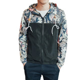 Windbreaker Jackets Mens Hooded Jacket Sportswear Bomber Jacket Fashion Light Weight Flowers Casual Mens jackets Coats Outwear