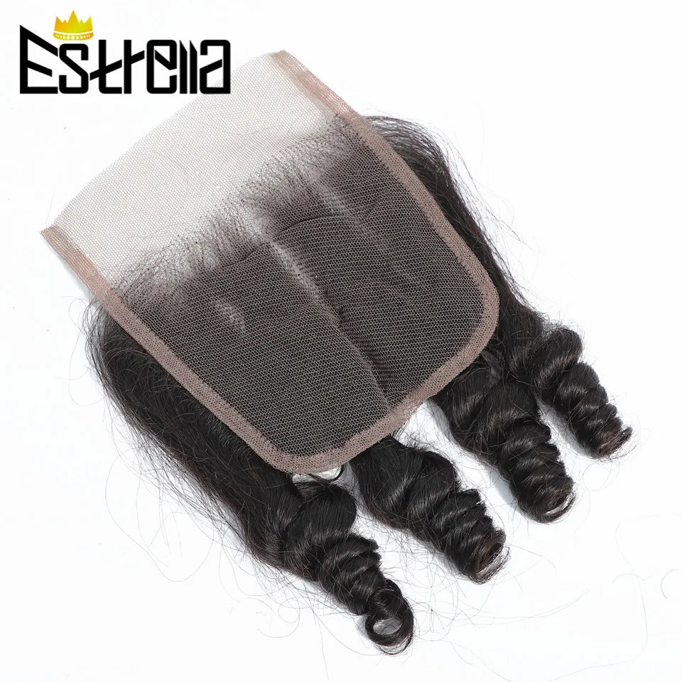 Funmi Hair Weave Curly Bundles with Closure Malaysia Spiral Curl 3 Bundles with 4x4 Lace Closure 220g/lot Human Hair Extensions