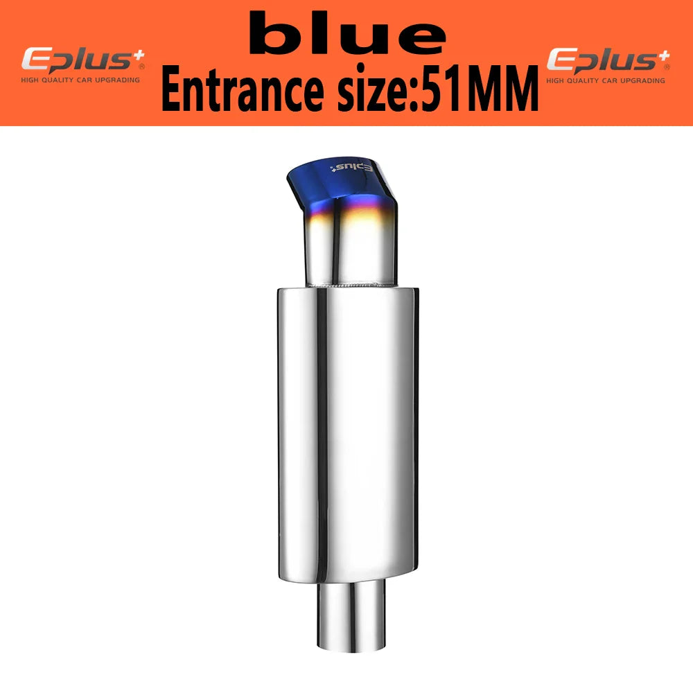 Car Exhaust Pipe Muffler Tail Universal Oval Stainless  51 57 63mm Blue Silver Exhaust System Mufflers Sports Car Sound