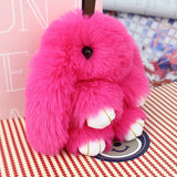 Cute Plush Bunny Keychain Women Fur Pom Pom Angel Rabbit Key Ring Hare Plush Dolls Toy Girls Bag Car Key Pendant Kids Xmas Gift