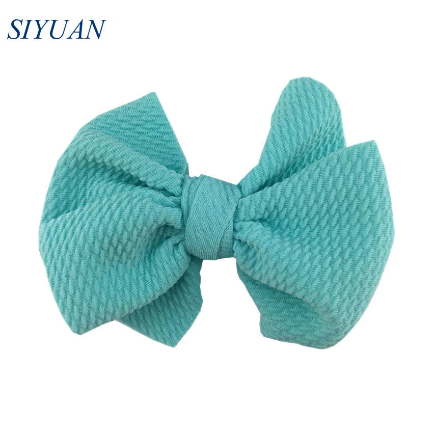 20pcs/lot High Quality 4.5'' Solid Seersucker Waffle Bow Knot with Clip Girl Party Headdress Accessories HDJ157