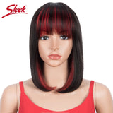 Sleek Short Bob Wigs With Bang Brazilian Straight Hair Wigs For Women Brown P4/30# Glueless Machine Made Cheap Human Hair Wigs