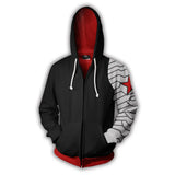 Fans Wear Sweatshirts 3D Printed Hoodies Winter Soldier  Zip Up Sweatshirt for Movie Fans