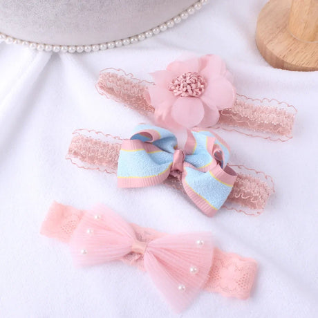 3pcs/lot Newborn Headwear Baby Girl Flower Headbands Lace Hair Bands Party Headband Turban Infant Newborn Hair Accessories