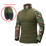 Men Combat Work Clothes Long Sleeve Tactical Elbow Pads Uniform Cotton Military CP Camouflage Shirt Man T Shirts