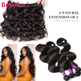 Beaufox Body Wave Bundles With Closure Brazilian Hair Weave 3/4 Bundles With Closure Natural Human Hair Bundles With Closure