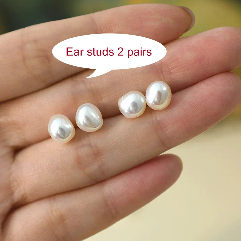 ASHIQI Natural Baroque Freshwater Pearl 925 Sterling Silver Stud Earrings Ear Clip for Women Jewelry Gifts