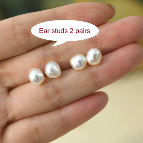 ASHIQI Natural Baroque Freshwater Pearl 925 Sterling Silver Stud Earrings Ear Clip for Women Jewelry Gifts