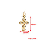 5pcs Stainless Steel Mini Cross Charms Cubic Zirconia Inlayed Tiny Cross for Earring Bracelet Making