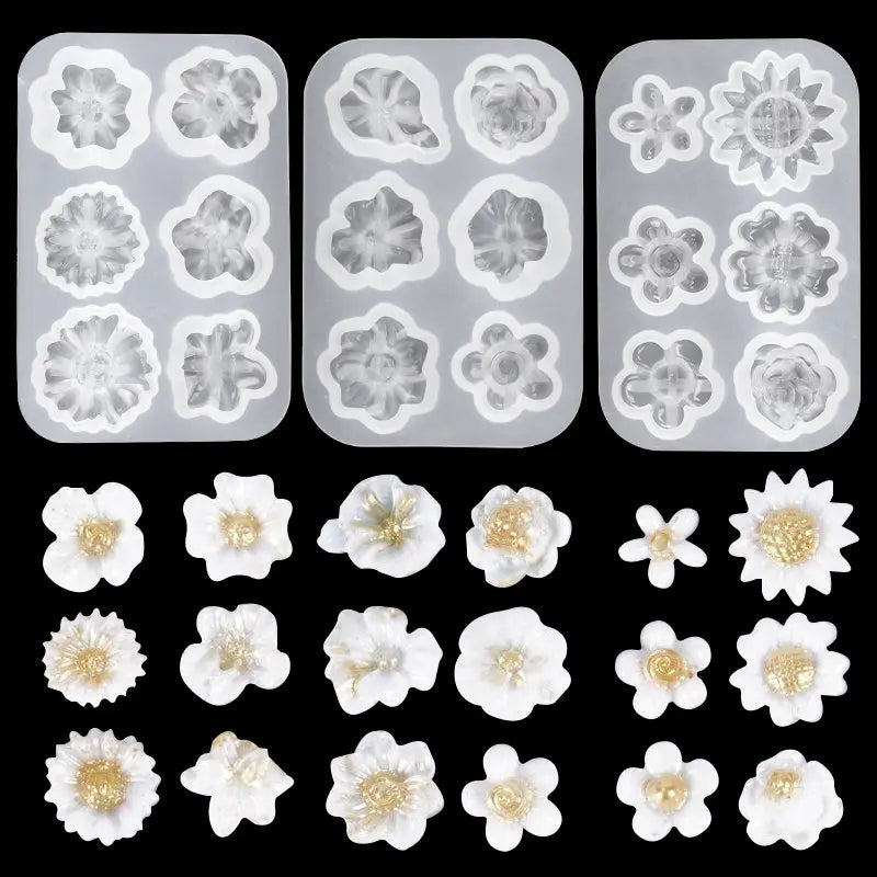 3D Flower Shaped Silicone Molds Candy Epoxy Resin Mold for Jewelry Making DIY Cell Phone Decorating Tool Crafts Handmade