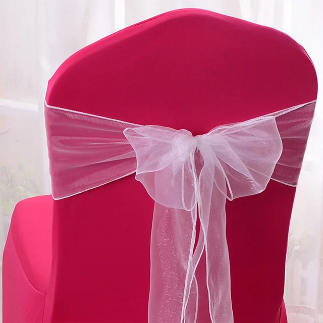 50/100pcs High Quality Sash Organza Chair Sashes Wedding Chair Knot Decoration Chairs Bow band Belt Ties For Banquet Weddings