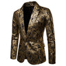 Men's Golden Floral Blazers Business Casual Suit Wedding Dress Gold Blazer Coats Jackets